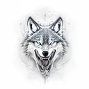 A wolf with an evil snarl of teeth tattoo design idea