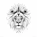 lion roaring with leaves around tattoo design idea