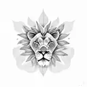 lion roaring with leaves around tattoo design idea
