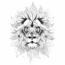 lion roaring with leaves around tattoo design idea