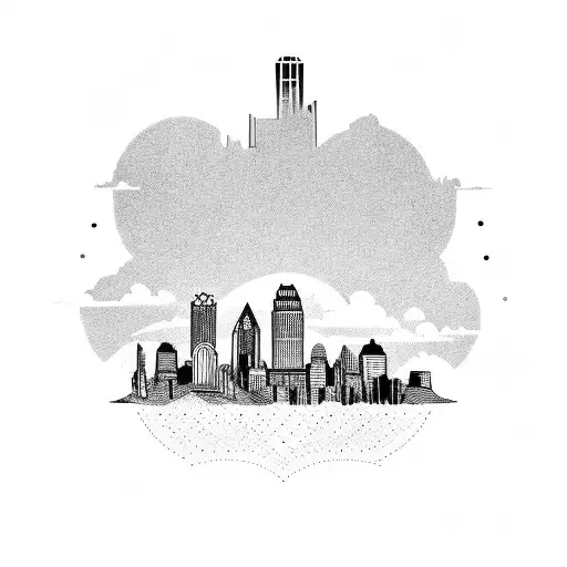 Kansas city skyline with a stand-up comedian silhouette tattoo design idea