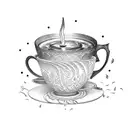 tea cup on a stack of books tattoo design idea