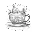 tea cup on a stack of books tattoo design idea