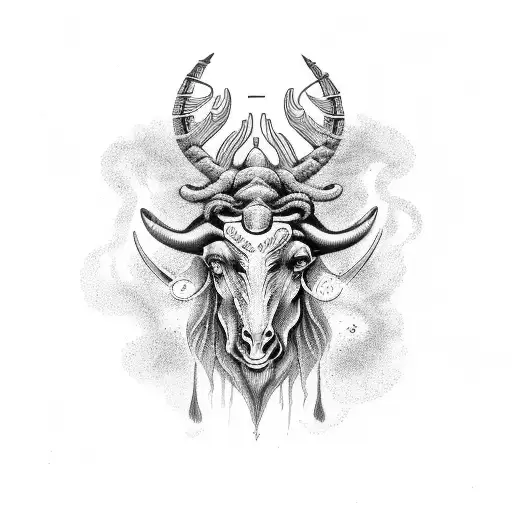 zodiac aquarius and taurus combined tattoo design idea