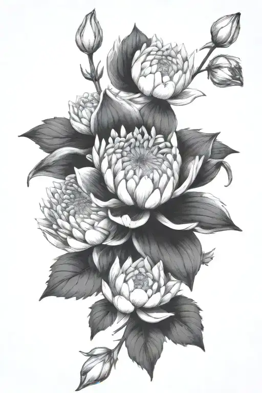 chrysanthemum delphinium and the water lily daisy and sweet pea carnations birth flowers mix them together  tattoo design idea