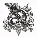 Fish hook with infinity symbol above it tattoo design idea