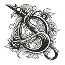 Fish hook with infinity symbol above it tattoo design idea