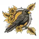 Haida raven, combined with a Dia de los Muertos marigold that resembles a radiant sun. tattoo design idea