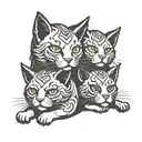 three-headed cat  tattoo design idea