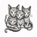 three-headed cat  tattoo design idea