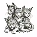 three-headed cat  tattoo design idea