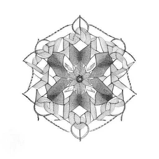 A geometric snowflake intertwined with a dirt bike chain tattoo design idea