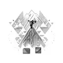 A powerful image of a machinist's tools forming the silhouette of a snowboarder catching air tattoo design idea