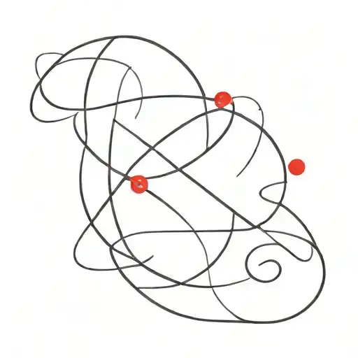 Initials J.M.F connected with a red string tattoo design idea
