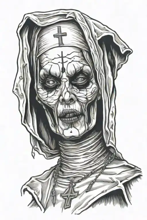 evil nun sexy woman tattoo design idea