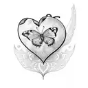 a heart with a butterfly  tattoo design idea