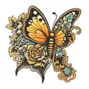 half butterfly half bee tattoo design idea