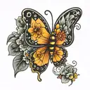 half butterfly half bee tattoo design idea