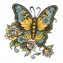 half butterfly half bee tattoo design idea