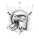 bald eagle and lighthouse  tattoo design idea