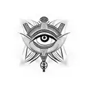 Back tattoo with eye of Horus, eye of Ra and ankh from Egypt tattoo design idea