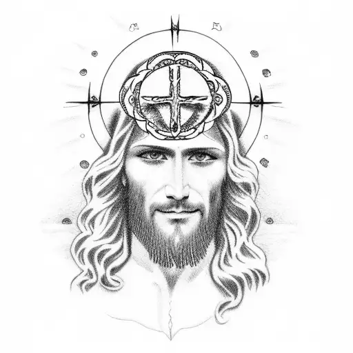 jesus cross with blessed tattoo design idea