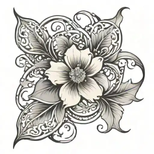 Design a tattoo featuring intricate art nouveau patterns with a floral theme tattoo design idea