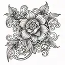 Design a tattoo featuring intricate art nouveau patterns with a floral theme tattoo design idea