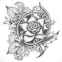 Design a tattoo featuring intricate art nouveau patterns with a floral theme tattoo design idea