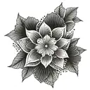 floral design with art deco pattern in background tattoo design idea