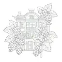 architecture, flowers, raspberries tattoo design idea