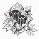 Incorporate elements of Art Deco architecture into a floral design tattoo design idea