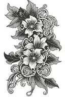 Design a tattoo featuring intricate art nouveau patterns with a floral theme tattoo design idea