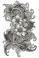 Design a tattoo featuring intricate art nouveau patterns with a floral theme tattoo design idea