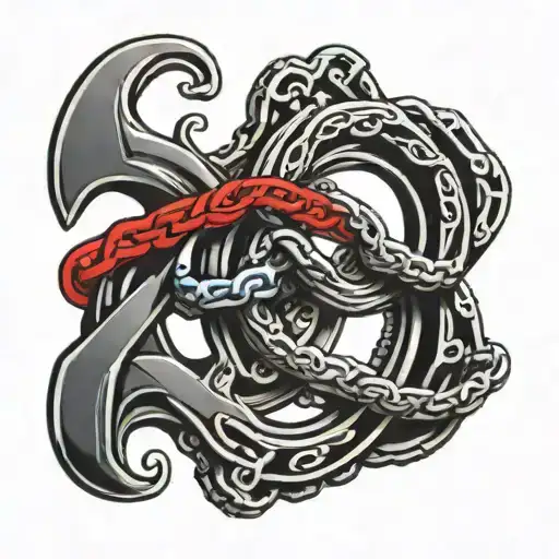 bicycle chain infinity symbol. NC & SC state outline. firefighter thin red & blue line. brotherhood word added.  tattoo design idea