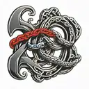 bicycle chain infinity symbol. NC & SC state outline. firefighter thin red & blue line. brotherhood word added.  tattoo design idea