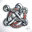 bicycle chain infinity symbol. NC & SC state outline. firefighter thin red & blue line. brotherhood word added.  tattoo design idea