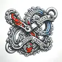 bicycle chain infinity symbol. NC & SC state outline. firefighter thin red & blue line. brotherhood word added.  tattoo design idea