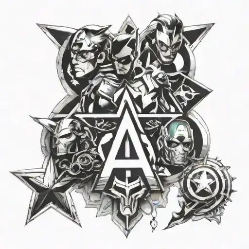 triple A stock with the avengers A design and diamonds tattoo design idea