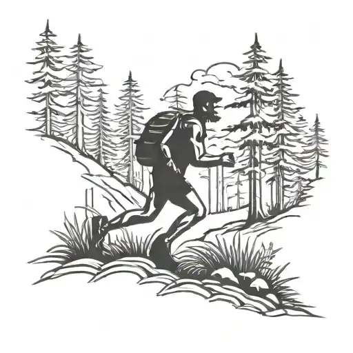trail runner in the woods tattoo design idea