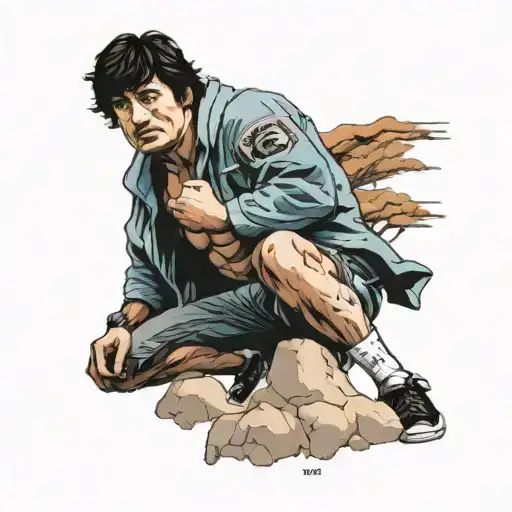 rocky balboa, mountains, family, metallurgical plant tattoo design idea