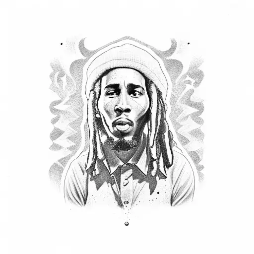 pentagrama con el comienzo de burnin and lootin de bob marley tattoo design idea