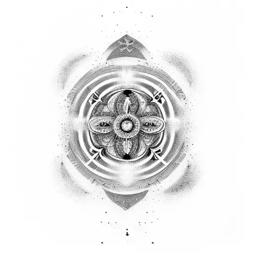 yin yang And behind the background of the quantum field tattoo design idea