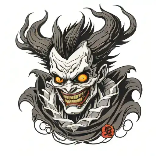 ryuk from death note as a Hannya mask tattoo tattoo design idea
