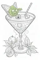 martini coctail from shrek with eyeball inside instead of olive  tattoo design idea
