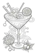 martini coctail from shrek with eyeball inside instead of olive  tattoo design idea