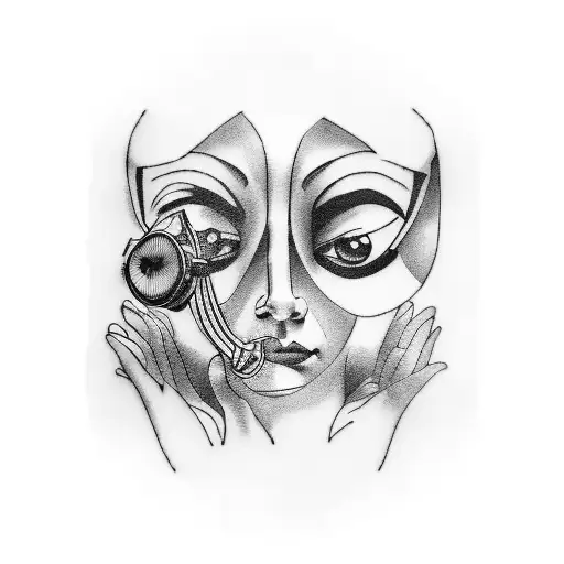 A blackwork tattoo of a famous artwork from the movie Amelie Poulain tattoo design idea