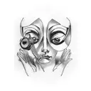 A blackwork tattoo of a famous artwork from the movie Amelie Poulain tattoo design idea