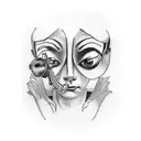 A blackwork tattoo of a famous artwork from the movie Amelie Poulain tattoo design idea