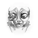 A blackwork tattoo of a famous artwork from the movie Amelie Poulain tattoo design idea